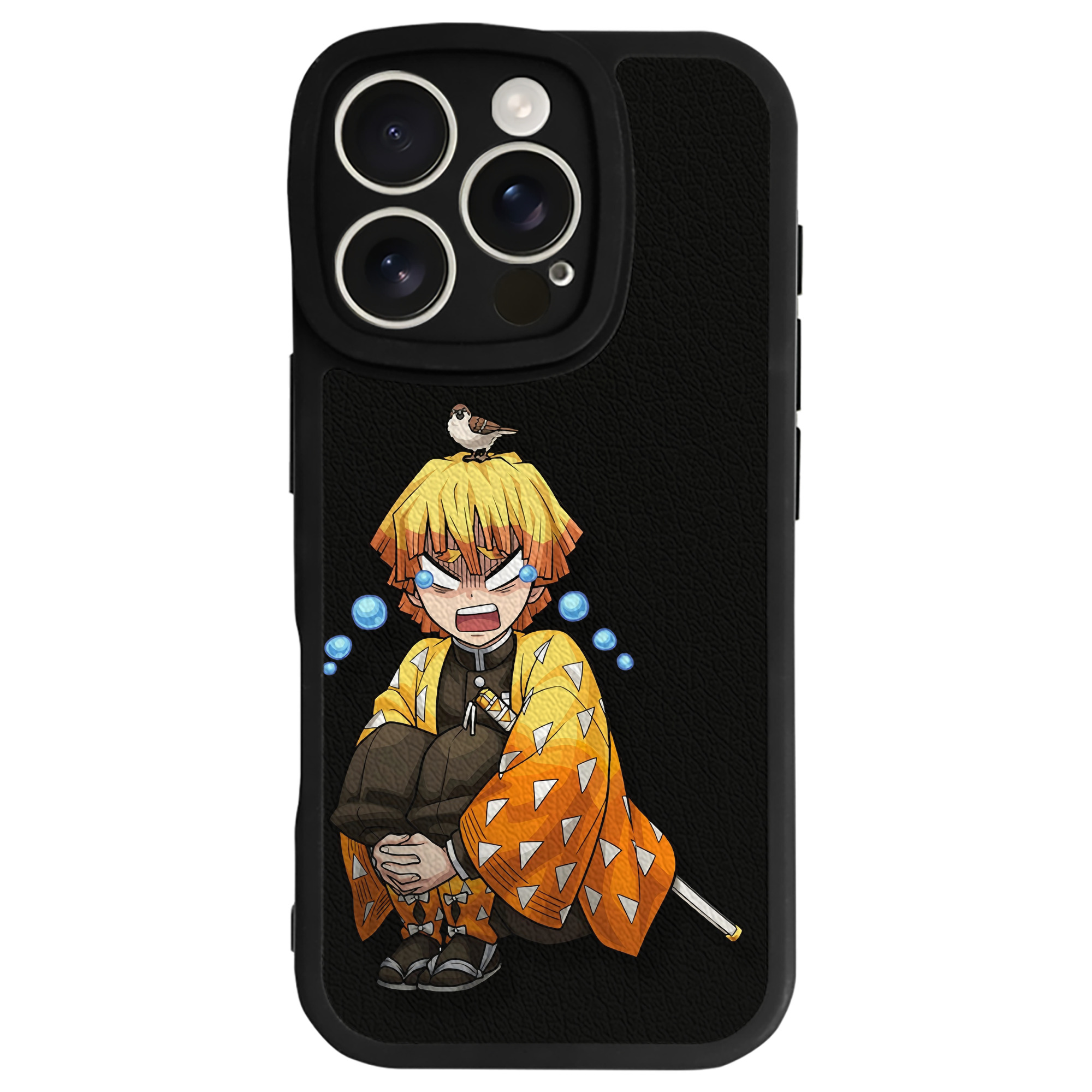 （画像用） 鬼滅の刃（きめつのやいば）我妻 善逸／あがつま ぜんいつ Agatsuma Zenitsu 【iPhone 16シリーズ対応】シリコンスマホケース（レザー調） 材質：シリコン